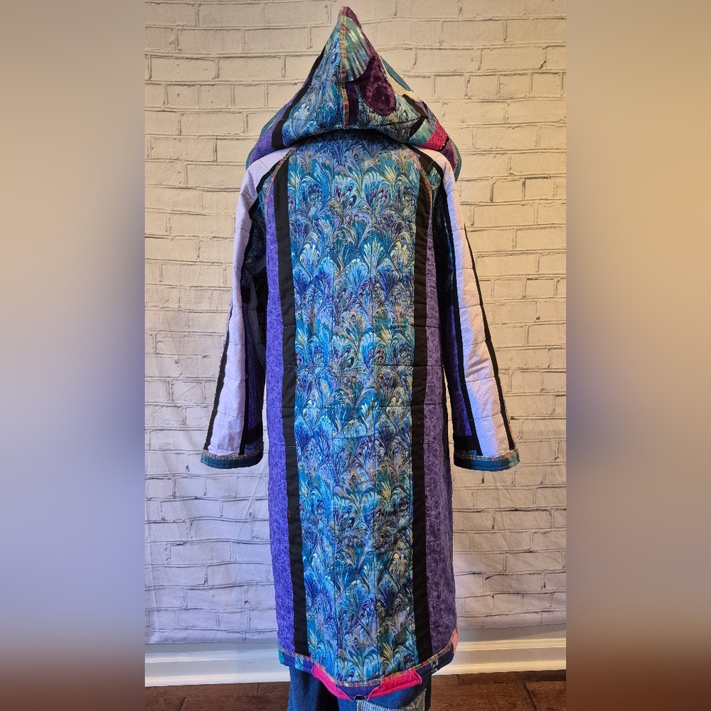 Patchwork Hooded Women's Coat - Picture 6 of 6